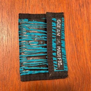 Ocean Pacific (OP) Vintage Velcro Wallet. Blue/Black Sharkskin